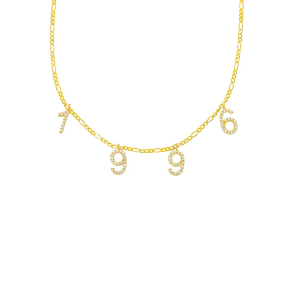 Chocker Datumkette mit Zirkonia Stein (7017451290669)